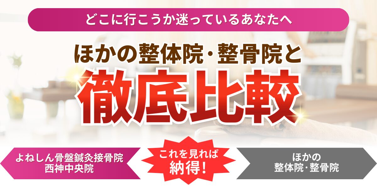 どこに行こうか迷っているあなたへ ほかの整体院·整骨院と徹底比較